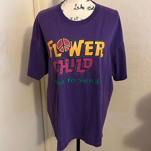 Vintage Flower Child Gone To Seed Purple Graphic Hippie Boho Shirt - Picture 1 of 8